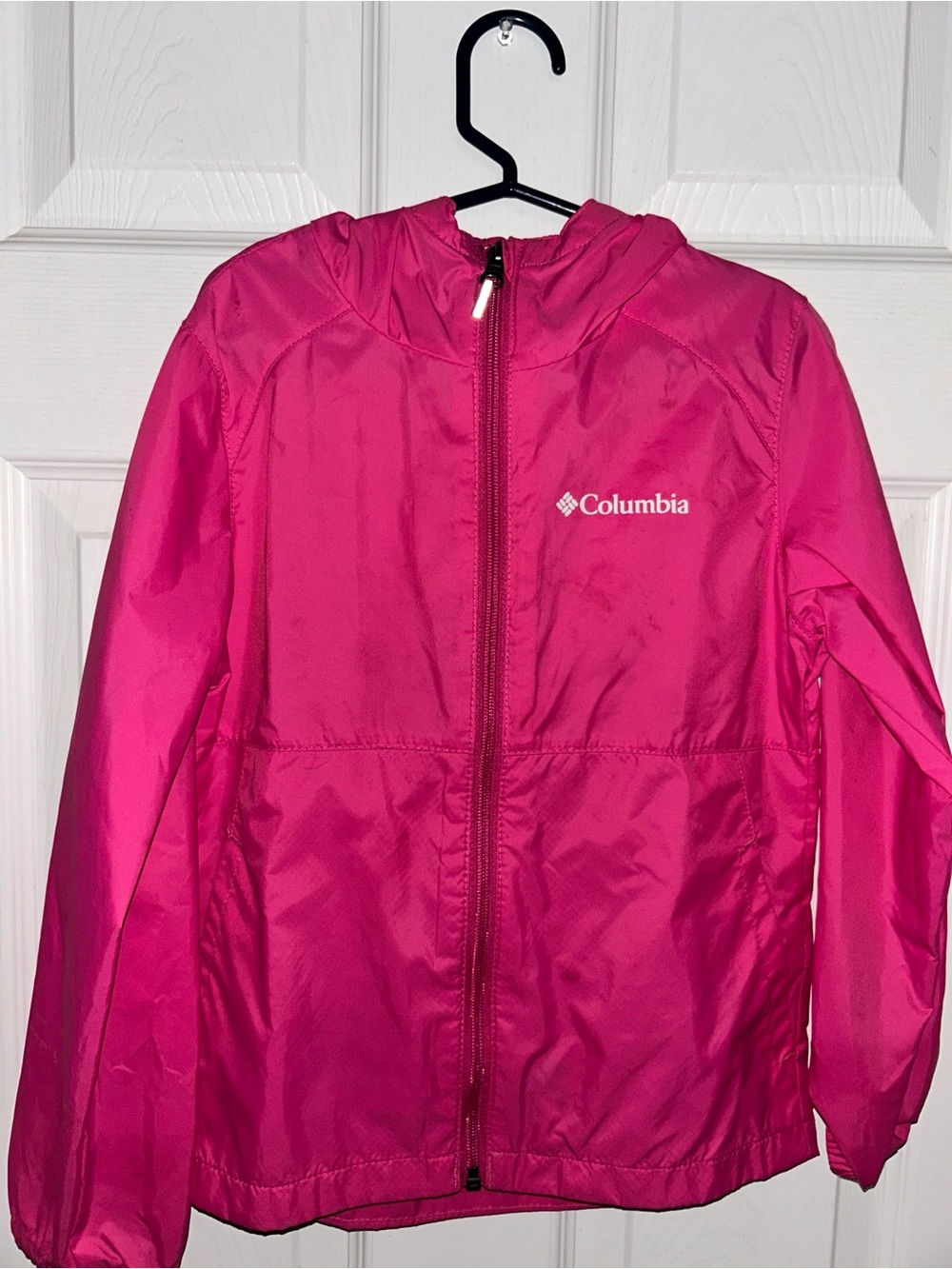 Columbia Girls' Hot Pink Hooded Rain Jacket